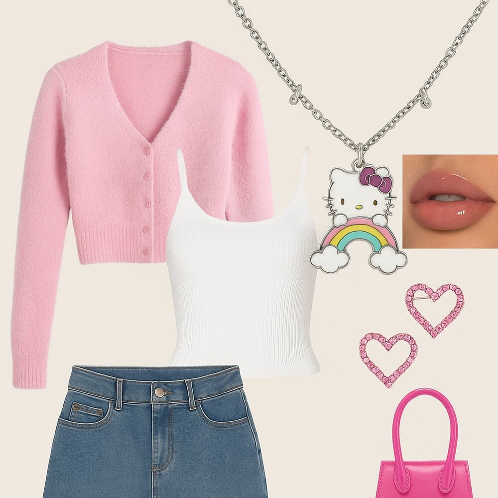 Hello Kitty Rainbow Necklace – Y2K Kawaii Charm Jewelry